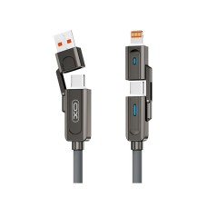 Дата кабель USB 2.0 AM to USB-C + USB 2.0 AM to Lightning 1.0m 60W gray XO (NB275_4-in-1_Gray)