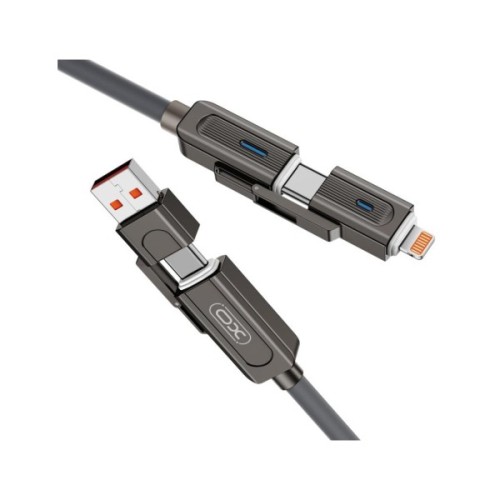 Дата кабель USB 2.0 AM to USB-C + USB 2.0 AM to Lightning 1.0m 60W gray XO (NB275_4-in-1_Gray)
