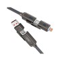 Дата кабель USB 2.0 AM to USB-C + USB 2.0 AM to Lightning 1.0m 60W gray XO (NB275_4-in-1_Gray)