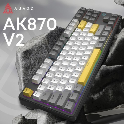 Клавіатура Ajazz AK870 V2 Flying Fish Switch USB UA Black/Grey/Yellow (AK870-V2-FF-BGY)