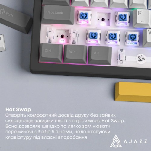 Клавіатура Ajazz AK870 V2 Flying Fish Switch USB UA Black/Grey/Yellow (AK870-V2-FF-BGY)