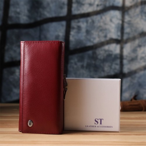 Гаманець ST Leather З натуральної шкіри Бордовий (23107)