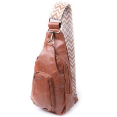 Сумка Vintage Жіноча з екошкіри з акцентом на текстильну лямку Руда (22773)