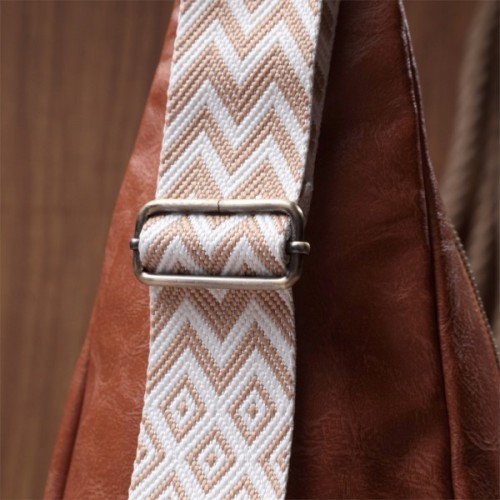 Сумка Vintage Жіноча з екошкіри з акцентом на текстильну лямку Руда (22773)