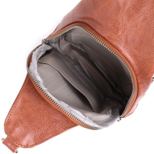 Сумка Vintage Жіноча з екошкіри з акцентом на текстильну лямку Руда (22773)