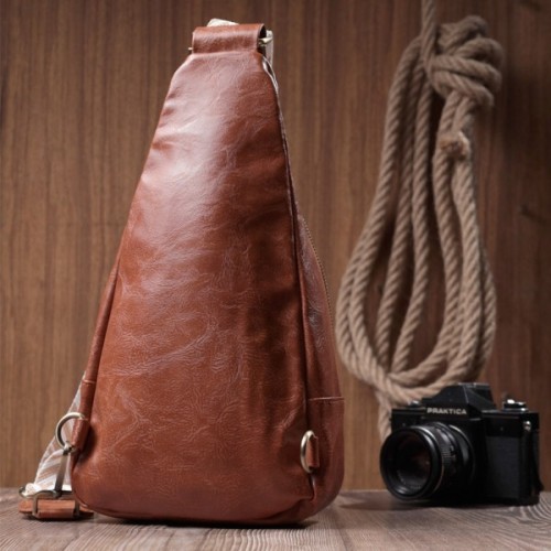 Сумка Vintage Жіноча з екошкіри з акцентом на текстильну лямку Руда (22773)