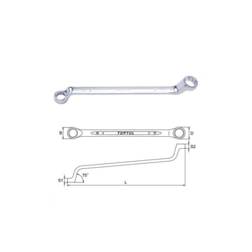 Ключ Toptul гайковий накидний (кут 75 °) 13х17мм (AAEI1317)