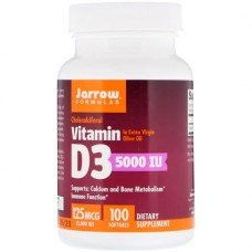 Вітамін Jarrow Formulas Вітамін D3 (Холекальциферол), 5000 МЕ, 100 гелевих капсул (JRW-30005)