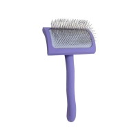 Гребінець для тварин Tauro Pro Line дерев'яна вигнута прямокутна, штифти 25 мм, фіолетова М (TPLB63651)