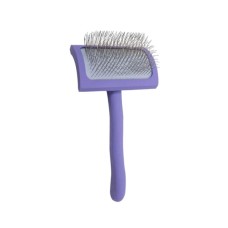 Гребінець для тварин Tauro Pro Line дерев'яна вигнута прямокутна, штифти 25 мм, фіолетова М (TPLB63651)