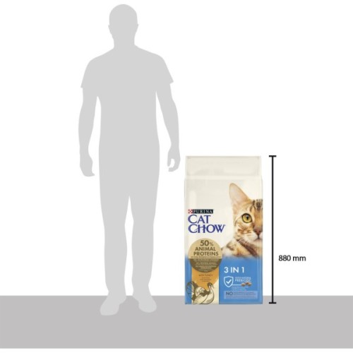 Сухий корм для кішок Purina Cat Chow Feline 3 в 1 з індичкою 15 кг (7613034153746)