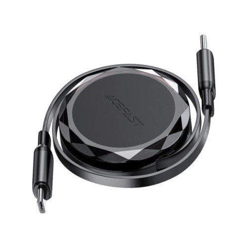 Дата кабель USB-C to USB-C 0.8m 60W dual retraction C13-03 Black Acefast (6974316280132)