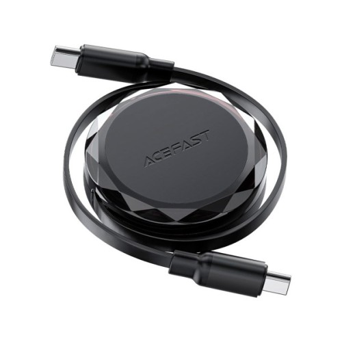 Дата кабель USB-C to USB-C 0.8m 60W dual retraction C13-03 Black Acefast (6974316280132)