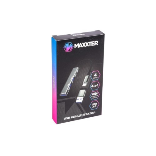 Концентратор Maxxter USB-C + USB-A to 1xUSB 3.0 + 2xUSB 2.0 + 1xUSB-C (HU3C-4P1CN-01)