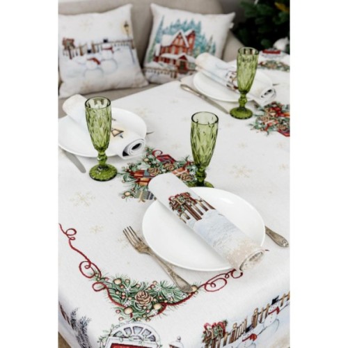 Скатертина Прованс гобеленова з велюром Святковий дім 135х300 см (4823093450387)