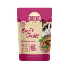 Вологий корм для кішок ARATON Adult with Beef and Chicken 85 г (ART47927)