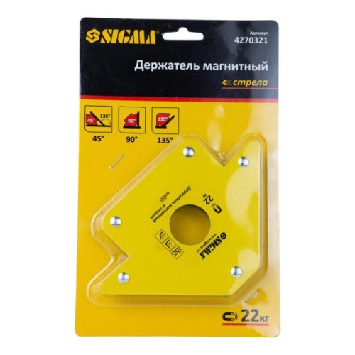 Магніт для зварювання Sigma стріла 22кг 90x90 мм (45,90,135°) (4270321)