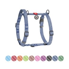 Шлея для собак WAUDOG Н-подібна Re-cotton з QR паспортом, світловідбивна S синя (259112)