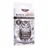 Художній маркер Santi набір двосторонніх sketch Gray tones 6 шт (390544)
