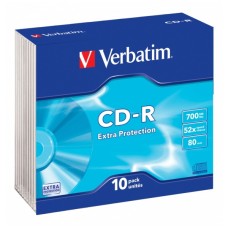 Диск CD Verbatim CD-R 700Mb 52x Slim case 10шт Extra (43415)