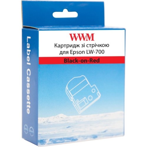 Стрічка для принтера етикеток WWM для Epson LW-700 24mm х 8m Black-on-Red (WWM-SC24R)