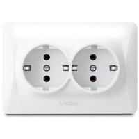 Розетка Videx BINERA 2ая із заземленням (VF-BNSK2G-W)