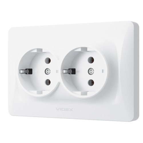 Розетка Videx BINERA 2ая із заземленням (VF-BNSK2G-W)