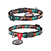 Нашийник для тварин WAUDOG Nylon з QR паспортом "Зубасті монстри" для котів та дрібних порід собак, XS (278-4048)