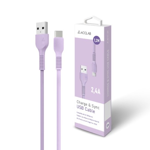 Дата кабель USB 2.0 AM to USB-C 1.2m Purple ACCLAB (1283126518270)