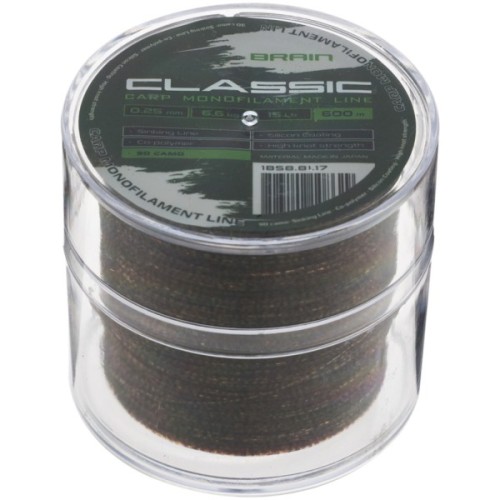 Волосінь Brain Classic Carp Line 3D (camo) 600m 0.25mm 15lb 6.6kg (1858.81.17)