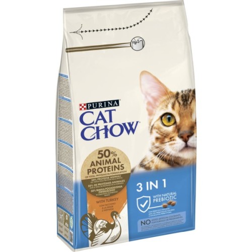 Сухий корм для кішок Purina Cat Chow Feline 3 в 1 з індичкою 1.5 кг (7613034155139)