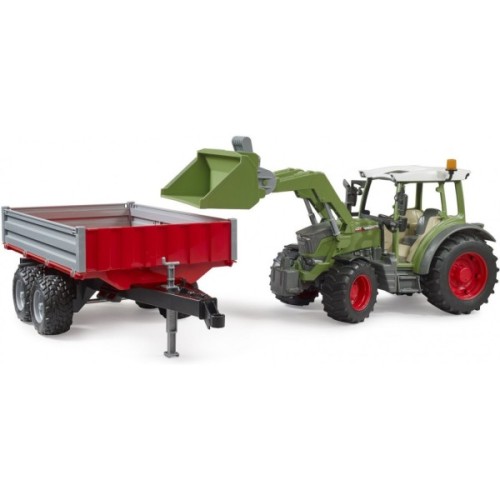 Масштабна модель автомобіля Bruder Трактор Fendt Vario 211 з переднім навантажувачем та причепом (02182)