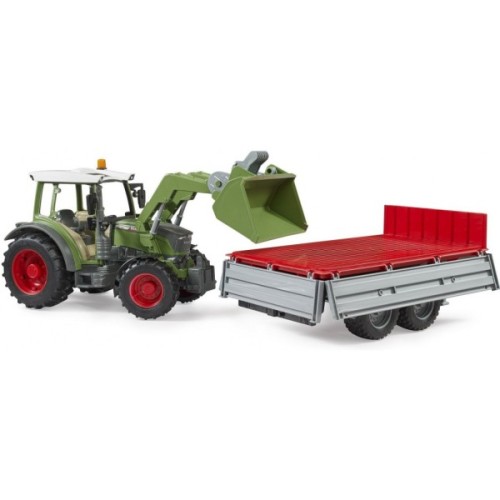 Масштабна модель автомобіля Bruder Трактор Fendt Vario 211 з переднім навантажувачем та причепом (02182)