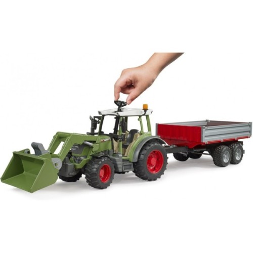 Масштабна модель автомобіля Bruder Трактор Fendt Vario 211 з переднім навантажувачем та причепом (02182)