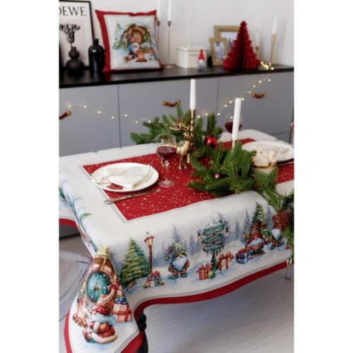 Скатертина Прованс гобеленова Різдвяне багаття 135х300 см (037406)