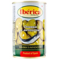 Овочева консервація Iberica Оливки фаршировані анчоусом 300 г (8436024292336)