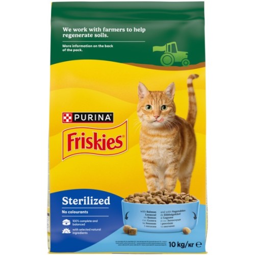 Сухий корм для кішок Purina Friskies Sterilized з лососем та овочами 10 кг (8445291762763)