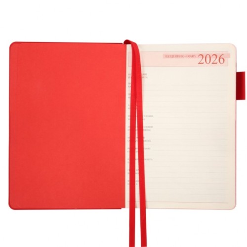 Тижневик Leo planner А5 датований 2026 "Binario", м'який, червоний, 368 сторінок (252642)