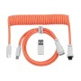 Дата кабель USB-C + USB A to USB-C 1.36m Coiled Aviator orange Keychron (CAB14_KEYCHRON)