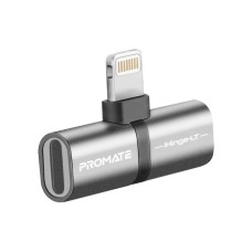 Перехідник Lightning M to 2xLightning F Audiо + Charge Promate (ihinge-lt.grey)
