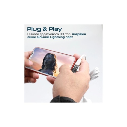 Перехідник Lightning M to 2xLightning F Audiо + Charge Promate (ihinge-lt.grey)