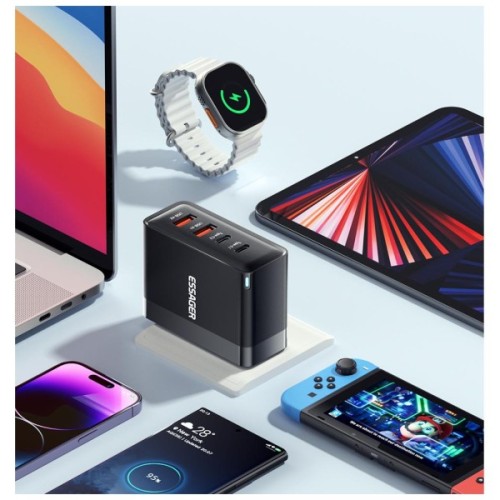 Зарядний пристрій 2xUSB-C + 2xUSB 100W Essager (ECT2CA-QYB01-Z)