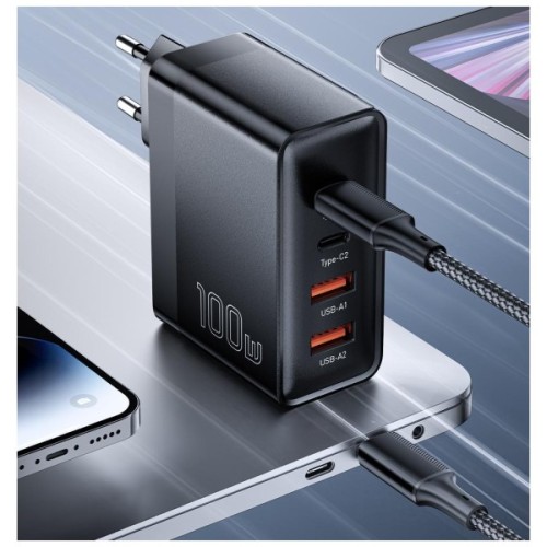 Зарядний пристрій 2xUSB-C + 2xUSB 100W Essager (ECT2CA-QYB01-Z)