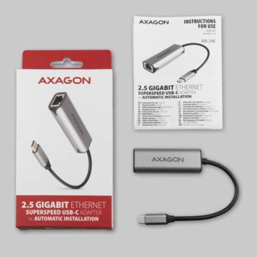Перехідник USB-C to RJ45 Ethernet 2500Mbps gray AXAGON (ADE-25RC)