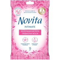 Серветки для інтимної гігієни Novita Intimate пребіотик Biolin 15 шт. (4823071616262)