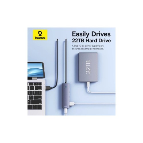 Концентратор Baseus USB 3.0 to 4xUSB 3.0 + USB-C gray (B0005280B811-01)