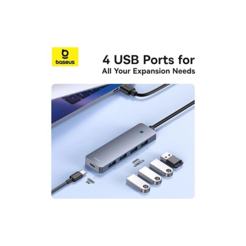 Концентратор Baseus USB 3.0 to 4xUSB 3.0 + USB-C gray (B0005280B811-01)