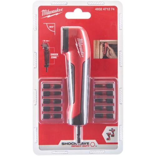 Насадка кутова Milwaukee SHOCKWAVE + 10 бит 25 мм (4932471274)