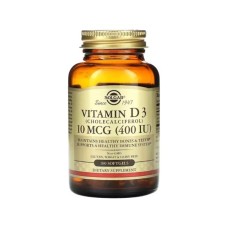 Вітамінно-мінеральний комплекс Solgar Вітамін D3, 10 мкг (400 МО), Vitamin D3 (Cholecalciferol), 240 гелевих капс (SOL-03320)