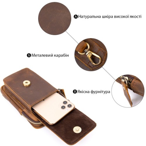 Сумка Vintage На пояс Коричнева (20419)